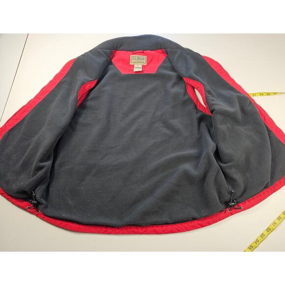 Ll bean mens L sherpa lined water resistant nylon zip pockets front vest red ^ - Picture 5 of 8